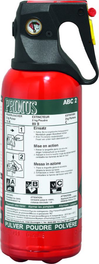 Primus Plus ABC2 Pulver Auto Handfeuerlöscher, 2 kg
