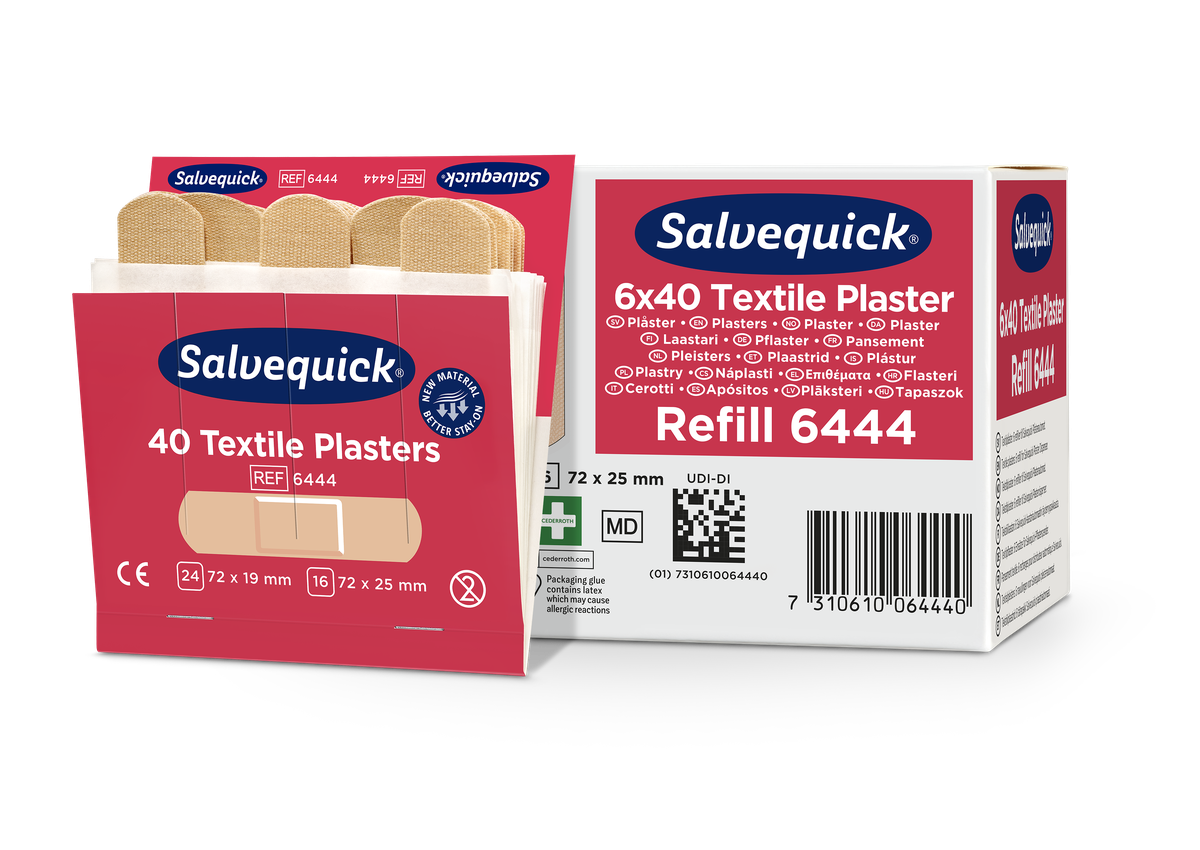 Cederroth Salvequick Textilpflaster, 6 Pack à je 40 Stk.