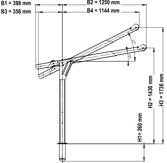 IKAR Auslegerarm ASS-3 ohne Bodenhülse
herausnehmbarer Auslegerarm
höhenverstellbar
Höhe: 1736 mm
Tragfähigkeit: 300 kg
Edelstahl