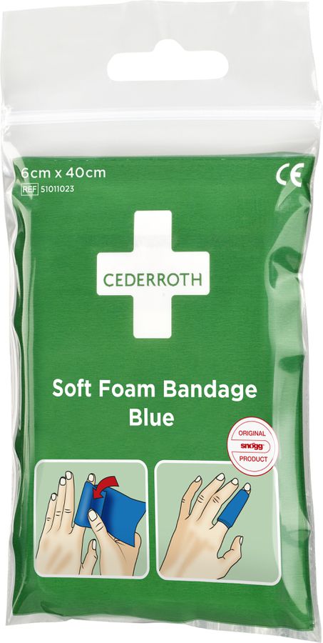 Cederroth Soft Foam Bandage Blue Pocket Size 40cm x 6cm