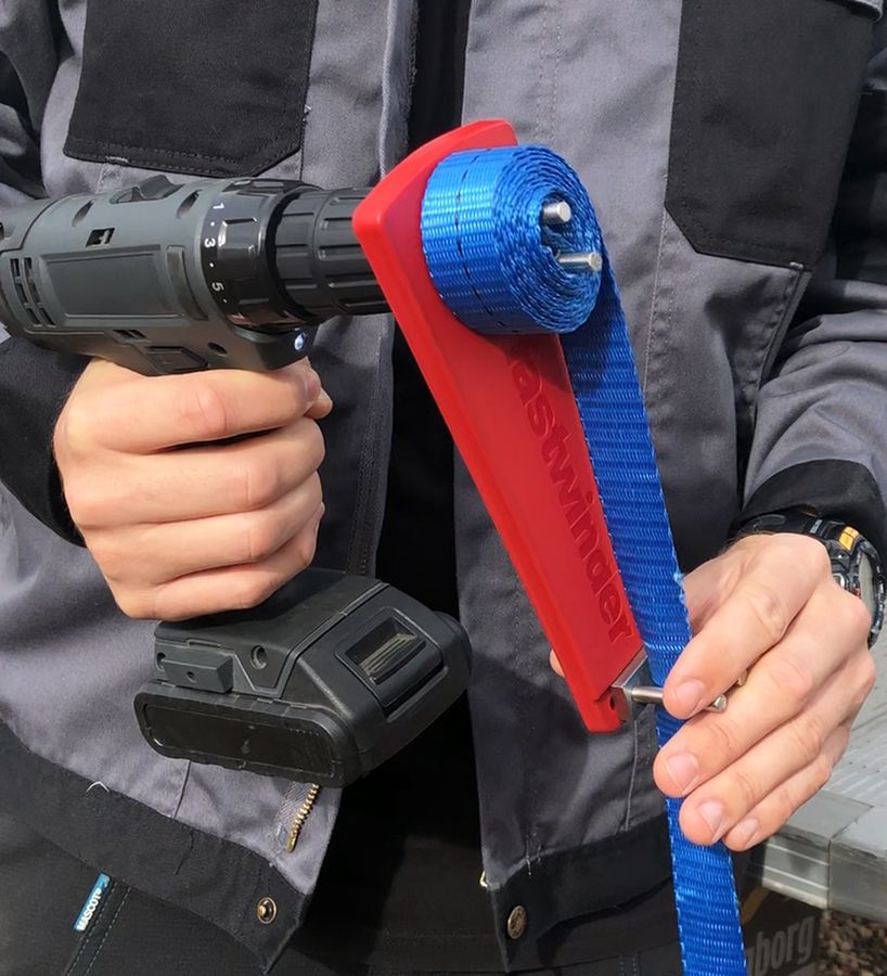 Dynello Fastwinder™, Zurrgurtaufroller für Akkubohrer