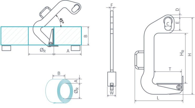 C-Haken für Coils CH-L, 3 t, 250 - 350 mm