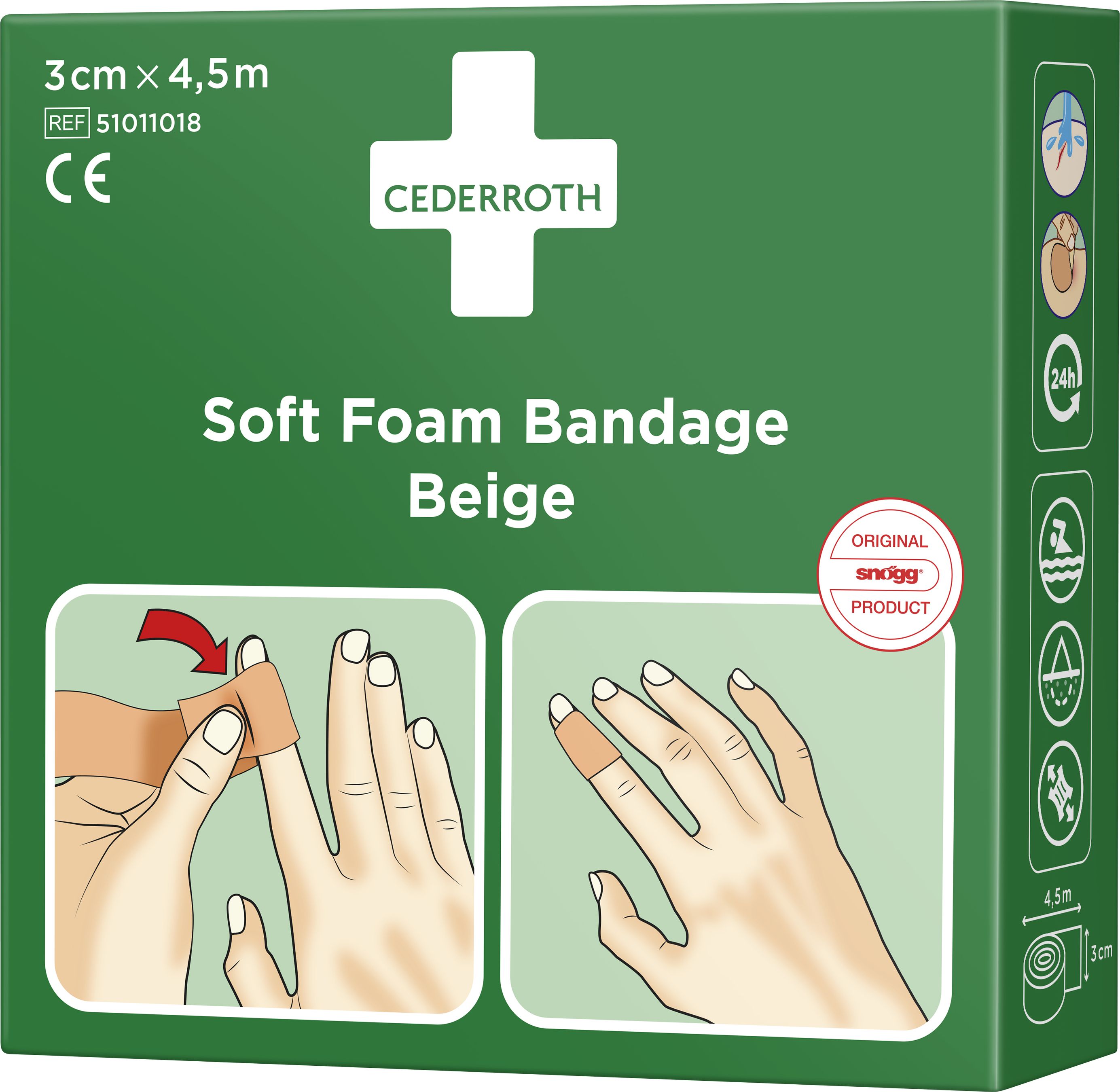 Cederroth Soft Foam Bandage Beige, 3cm x 4.5m