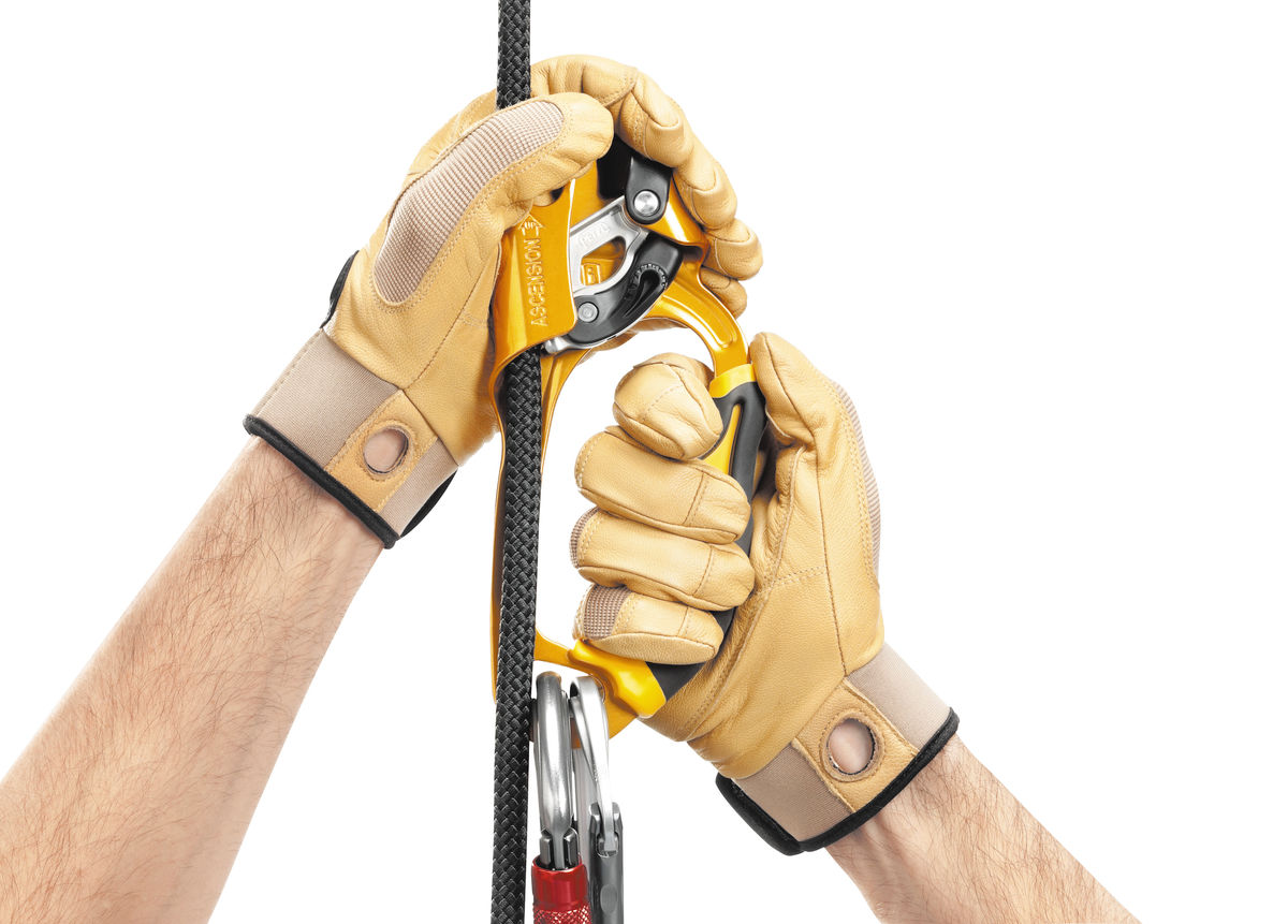 PETZL Handsteigklemme ASCENSION, links, schwarz/gelb